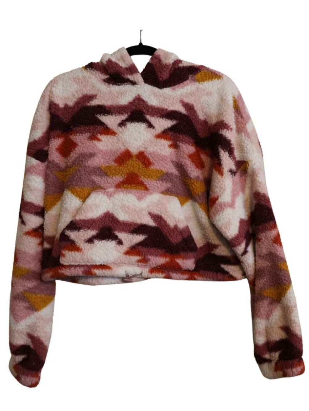 Aéropostale Aztec Sherpa Fleece Cropped Hoodie Size M